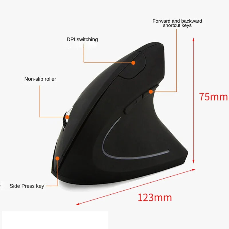 Wireless  Ergonomic Mouse, 2.4GHz Wireless Vertical Mouse With 3 Adjustable DPI 800/1200/1600,6 Buttons,for PC,Desktop