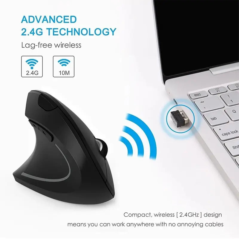 Wireless  Ergonomic Mouse, 2.4GHz Wireless Vertical Mouse With 3 Adjustable DPI 800/1200/1600,6 Buttons,for PC,Desktop