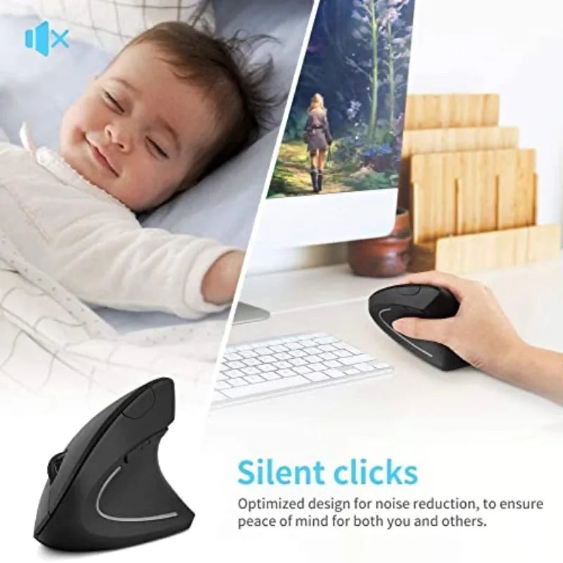 Wireless  Ergonomic Mouse, 2.4GHz Wireless Vertical Mouse With 3 Adjustable DPI 800/1200/1600,6 Buttons,for PC,Desktop